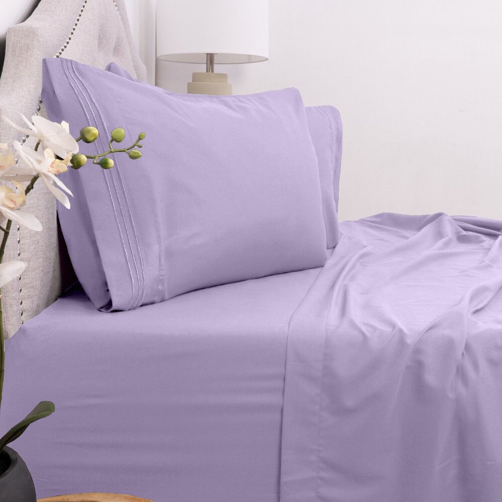 Bed Sheets Set 4 Piece Deep Pocket Full Queen King - Lavender